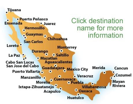 نقشہ کے ساحل میں میکسیکو