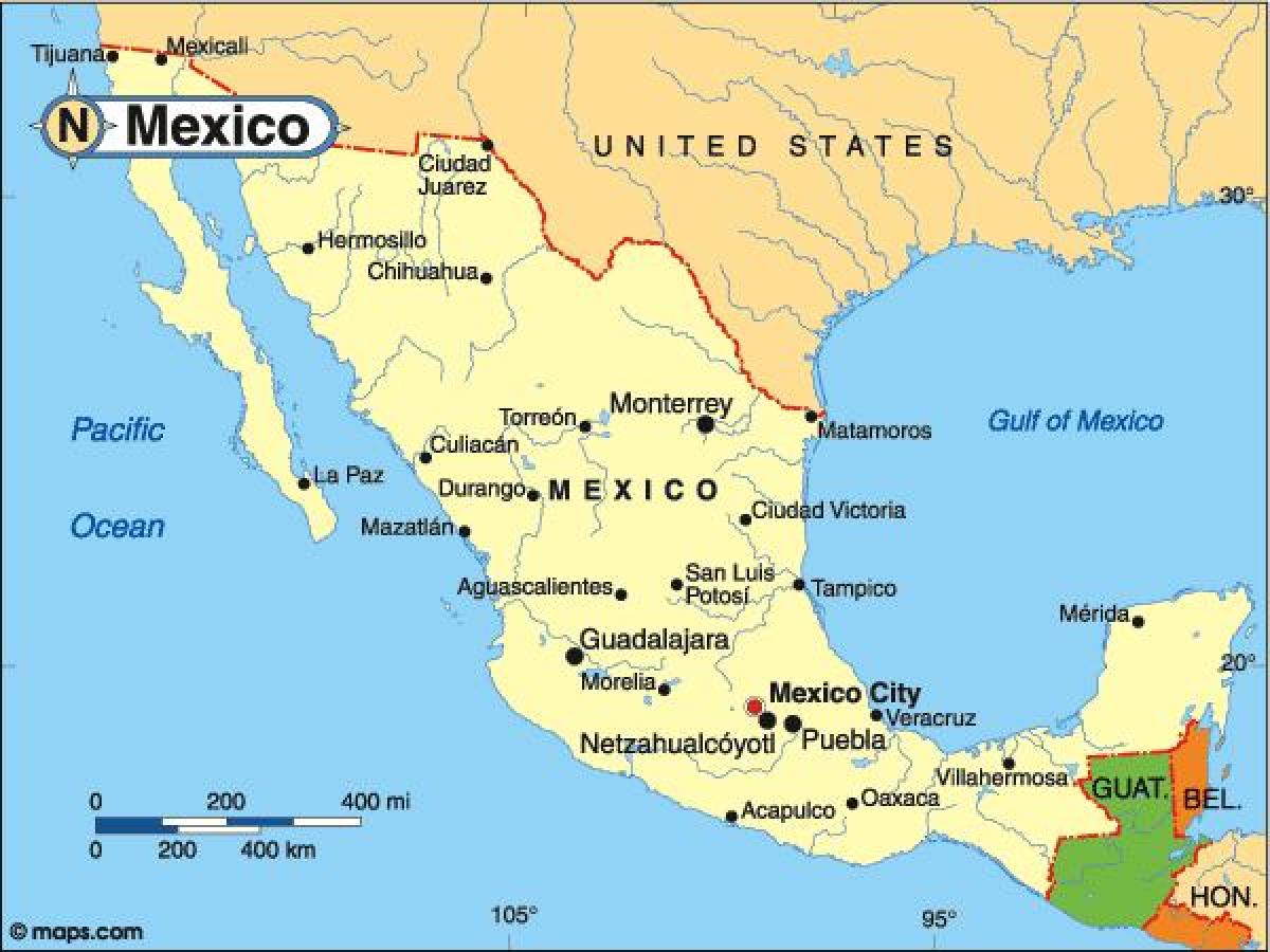 ملک میکسیکو کا نقشہ
