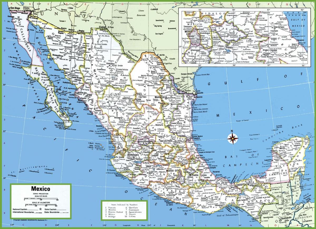 شہروں میں میکسیکو کا نقشہ