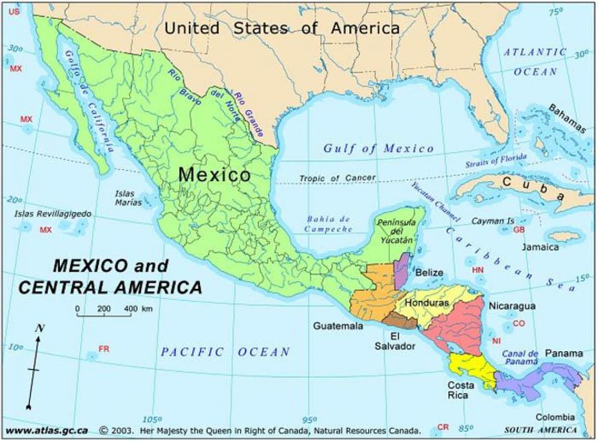 نقشہ میکسیکو اور وسطی امریکہ