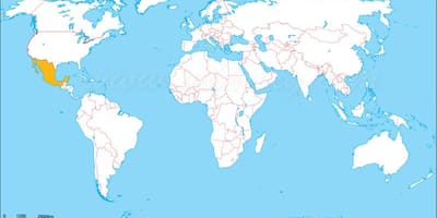 میکسیکو دنیا کے نقشہ محل وقوع